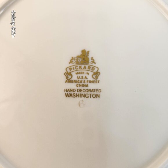 Vintage Pickard Washington Plate, Navy Gold Rim Fine China, Collectible Hand Dec - Picture 6 of 7